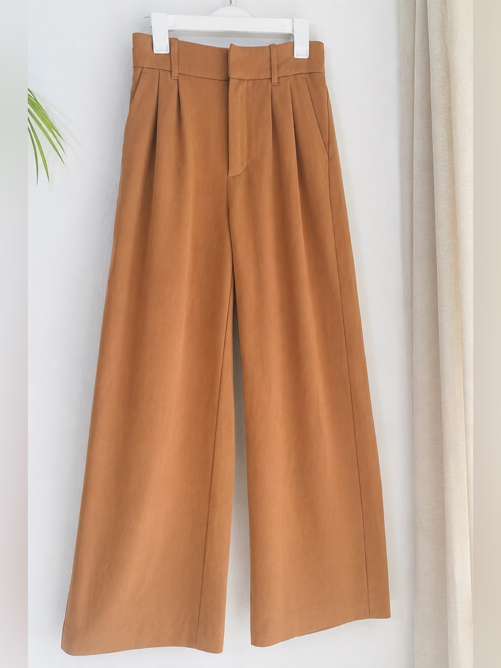 Abercrombie & Fitch Wide Leg High Rise Trousers Tan Brown Size XS